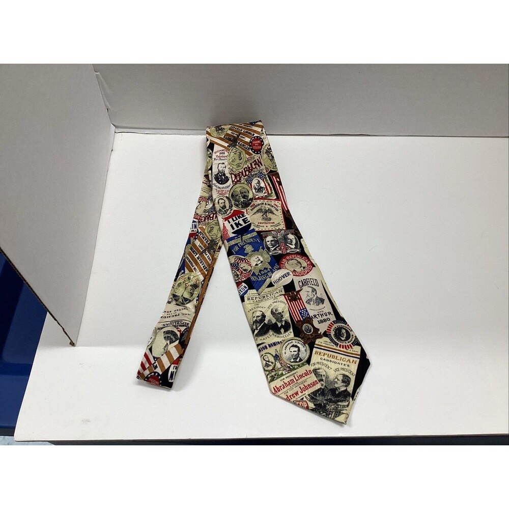 vintage museum artifacts silk tie historical republic campaign “I LIKE IKE”